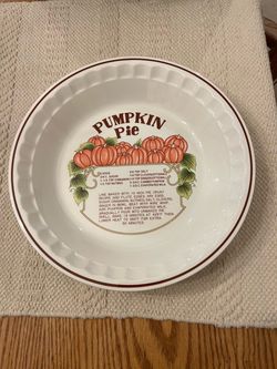 Vintage 1980s Hankook Ceramic Pumpkin Pie Recipe Dish / Pan