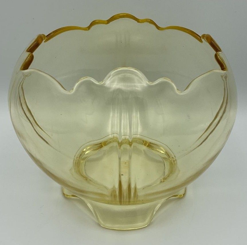 Yellow Scalloped Vintage Glass Bowl