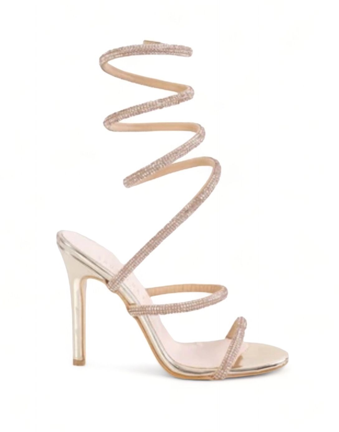 NWT- LOV MARK Womens's Rhinestone Sandals Sparkly Heels Wrap Up ROSEGOLD- SZ 8