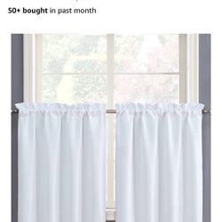 waterproof White Textured Bathroom Window Curtain Pack Of 2