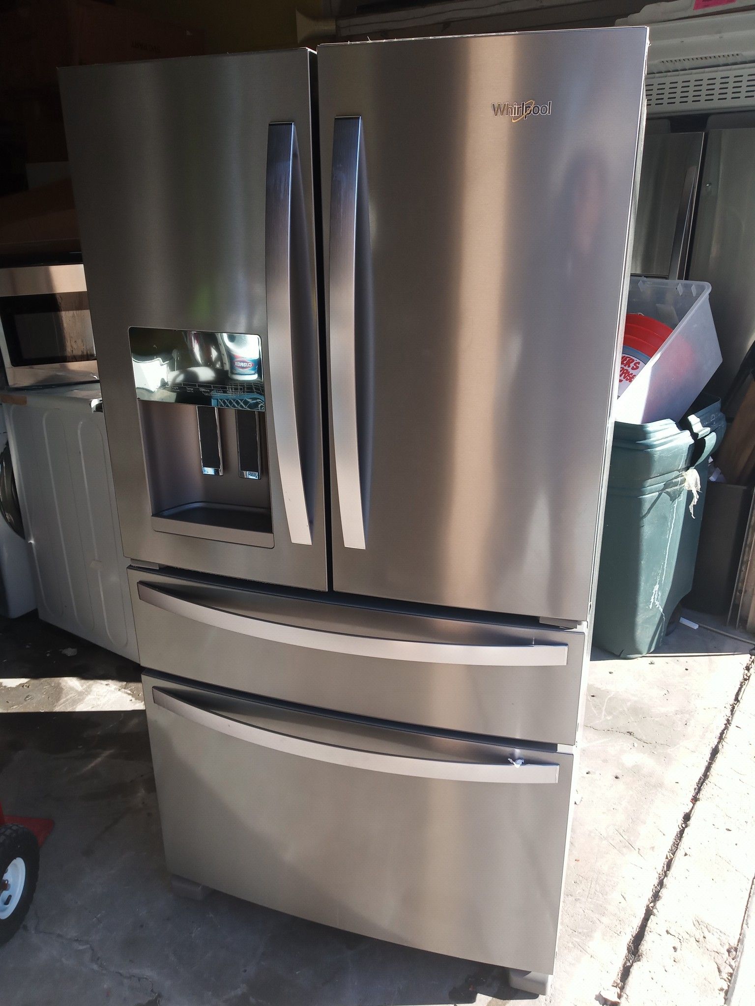 New Whirlpool stainless steel four door french door refrigerator