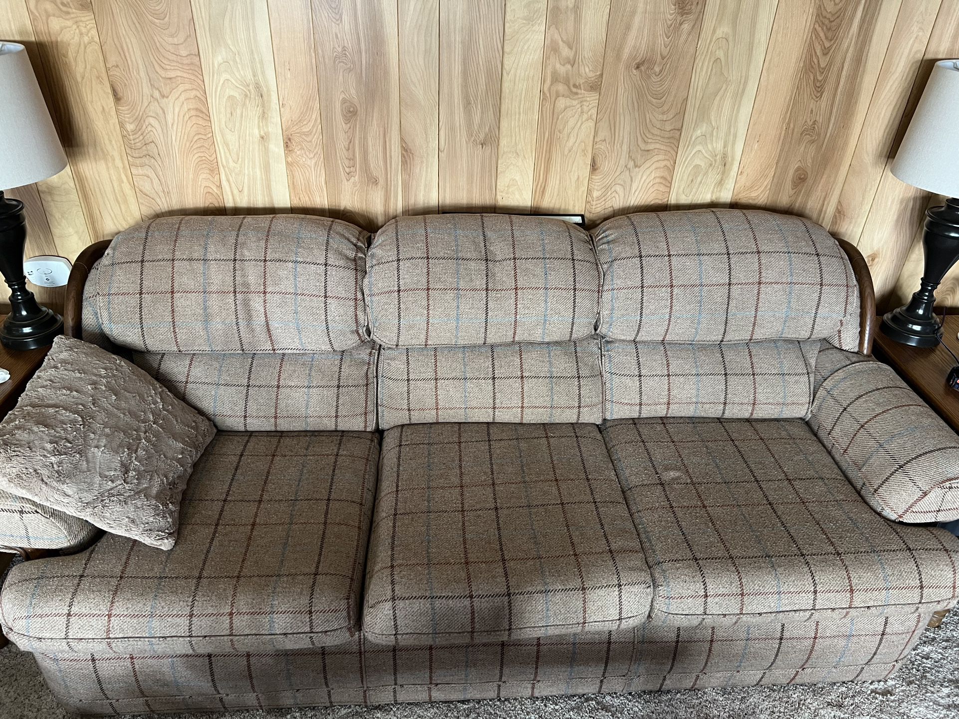 Plaid Couch And Matching Chair 