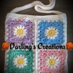 Handmade Crochet Granny Square Shoulder Bag