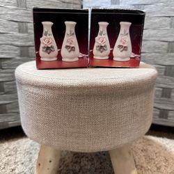 Two Sets of Vintage Porcelain Salt & Pepper Shakers with Rose Design