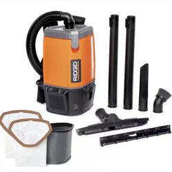 RIDGID 6 Qt. (1.5 Gal.) NXT Backpack Vacuum Cleaner with Filters and Shop Vacuum Attachments for Dry Applications HDB600