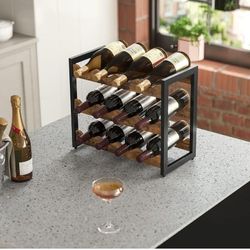 Wine Rack ,3 Tier Wine Water Bottle Organizer Storage, Holds Up To 12  Bottles 