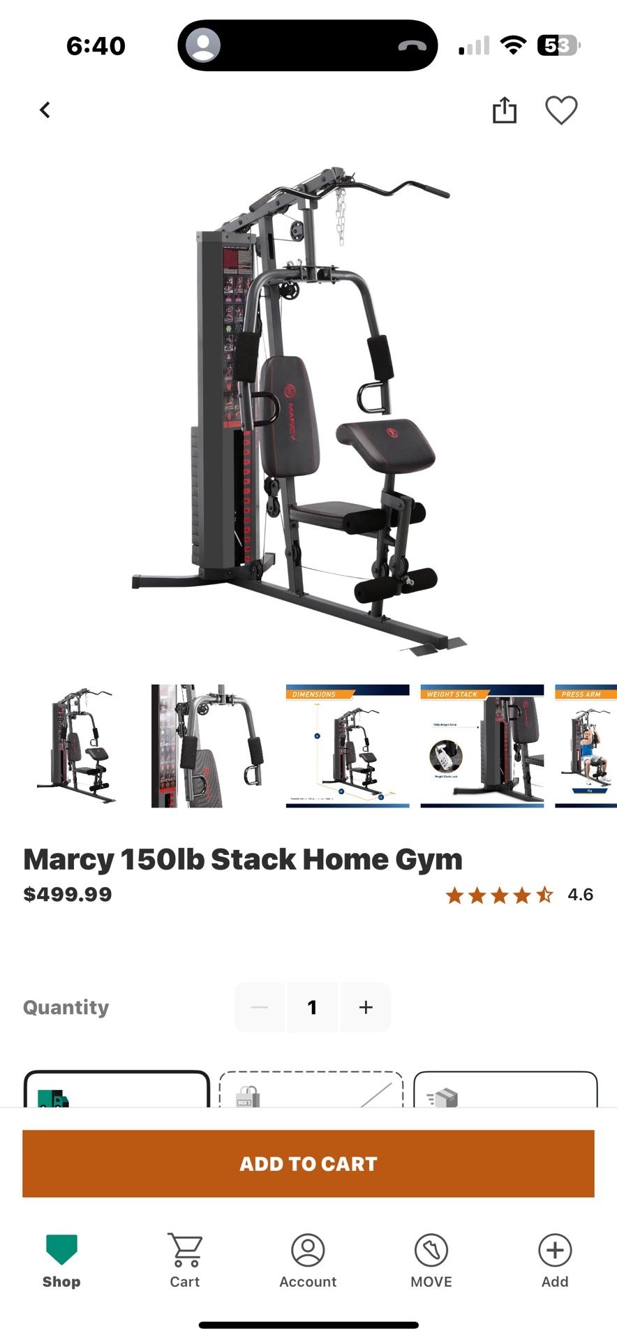 Marcy 150lb stack home gym