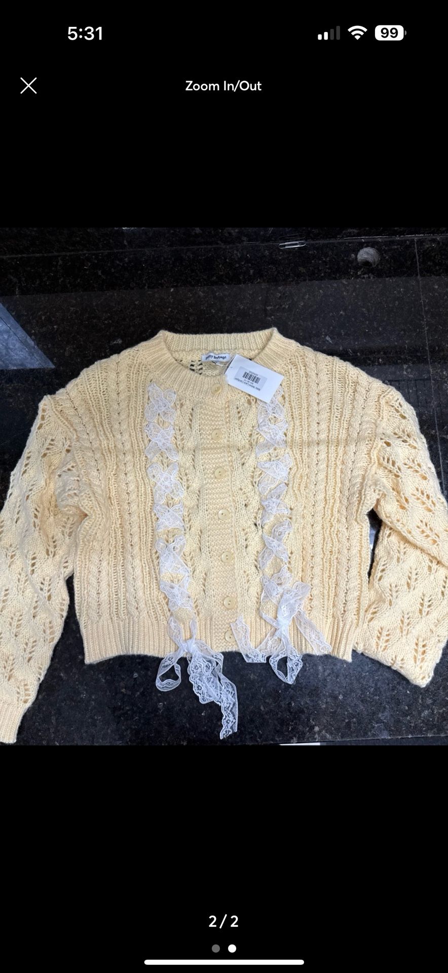 Yellow Cardigan With Lace