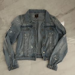 Distressed Bleached Denim Jacket 