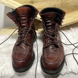 Vintage Red Wing Red Leather 404 Super Sole Boots Made in USA Men’s Size 10.5 D 
