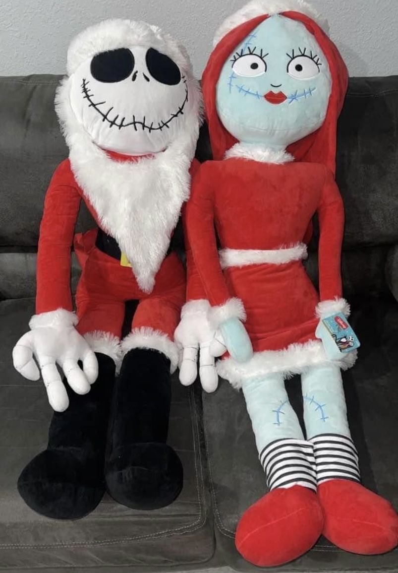 Brand New Nightmare Before Christmas Jack & Sally As Mr And Mrs Santa Clause 48” Jumbo Plush