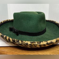 Vintage Mr. Hi’s Classic 100% Wool Hat Green/Leopard