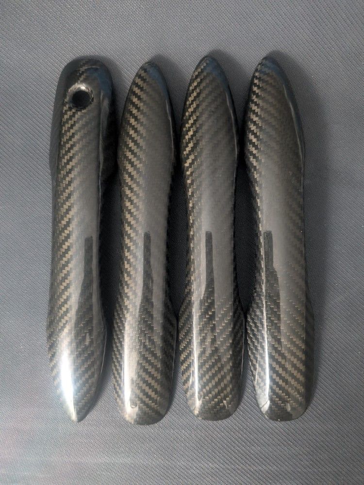 Black Carbon Fiber Door Handle Covers Toyota Camry Corolla Avalon