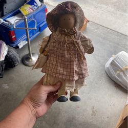 Vintage Lizzie High Wood Folk Art Doll Rebecca Bowman 1989