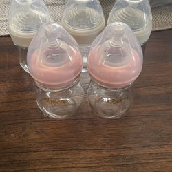Set Of 5 Glass Baby Bottlea