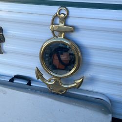 Vintage Brass Anchor Mirror,