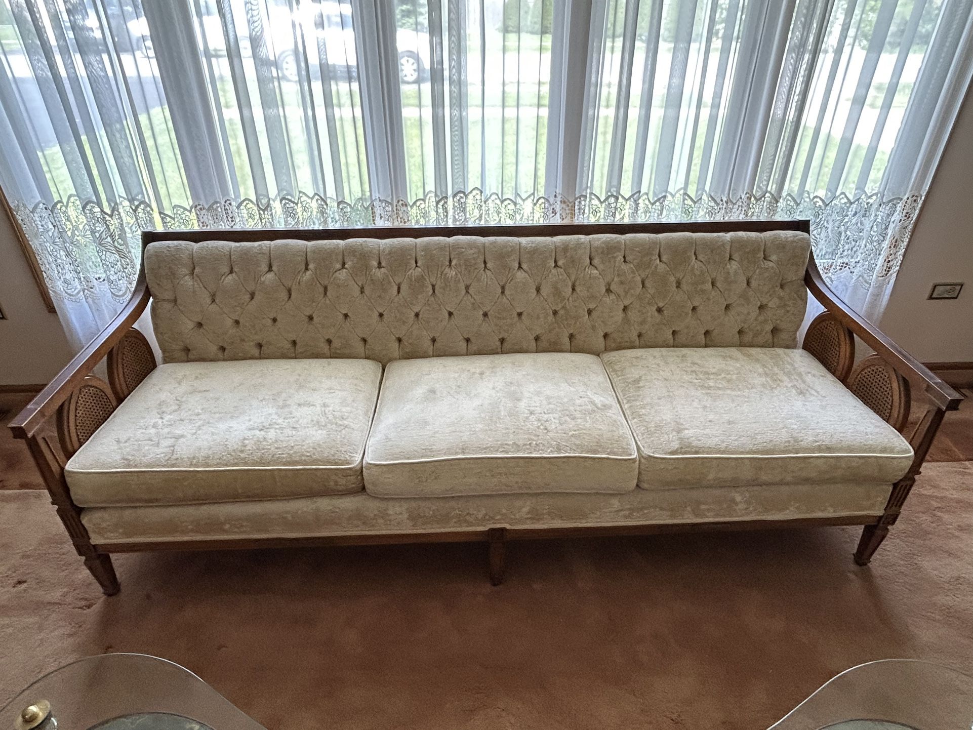Vintage Velvet Tufted Couch & Love seat