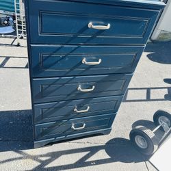 Used Blue 5 Drawer Chest $150