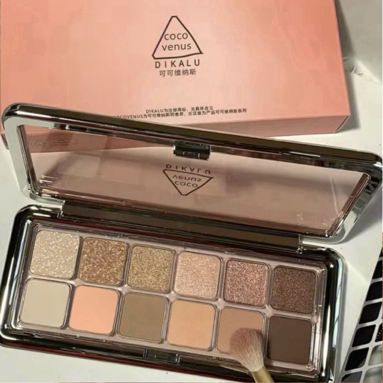 12 Coco Venus Brown Matte Shimmer Pearl Eyeshadow Palette, Pigmented, Waterproof