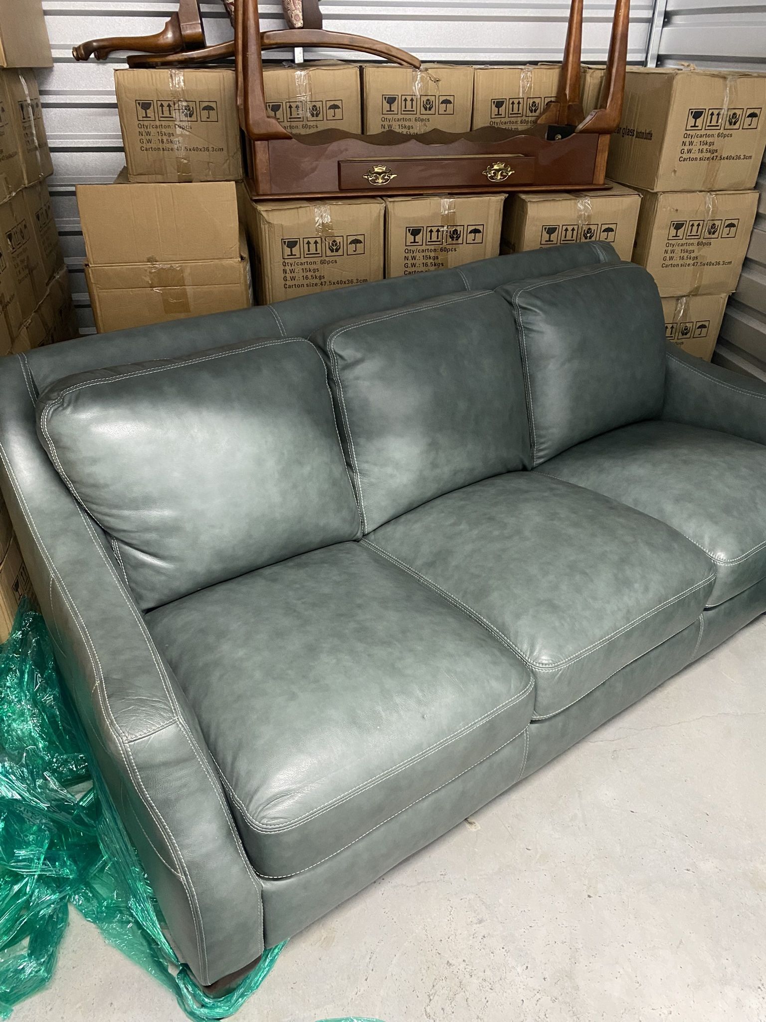 Leather Sofa, Chair And Ottoman