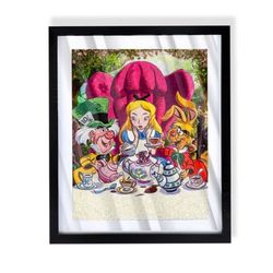 Alice in Wonderland Tea Party Art In Black Frame