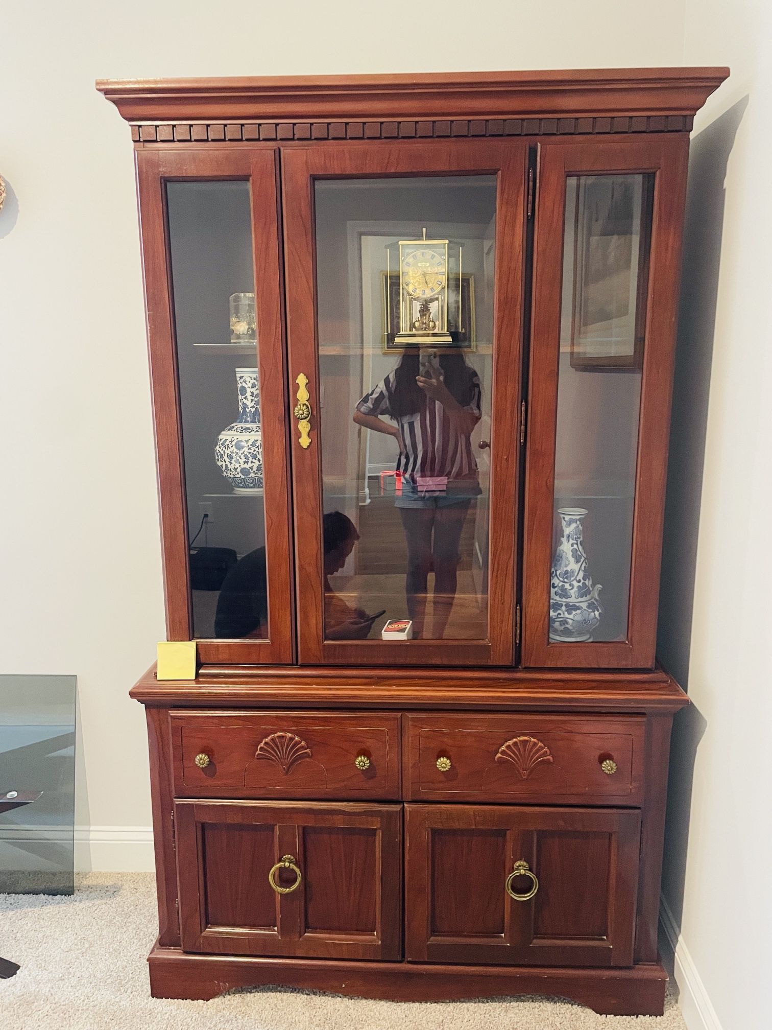 Tall Cherry Breakfront China Cabinet Free Delivery Included