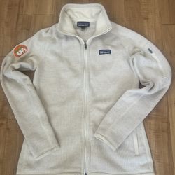 Patagonia Sweater Fleece Jacket Beige Women's M Full Zip 25543