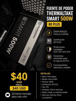 Thermaltake Smart 500W 80 Plus Fuente de Poder