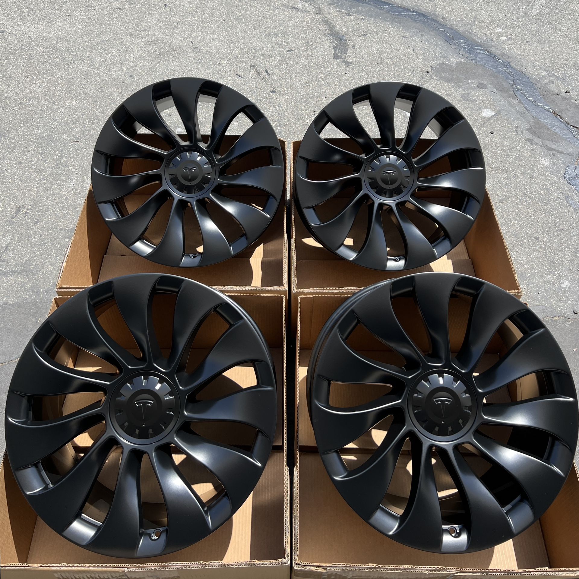 21” Tesla Model Y OEM Rims Uberturbine In New Satin Black