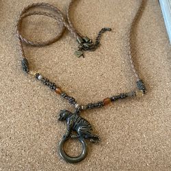 Cookie Lee Tiger necklace beads and woven