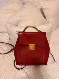 MICHAEL KORS Mindy Red Leather Backpack 