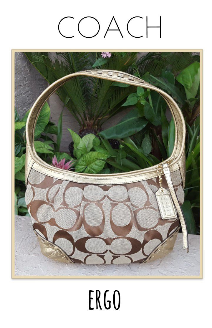 Authentic COACH ERGO SIGNATURE PLeated HOBO Handbag