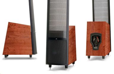 Martin Logan Theos Electrostatic Speakers Home Theater Surround Sound Speaker pair Electro Static sound & look great dark cherry