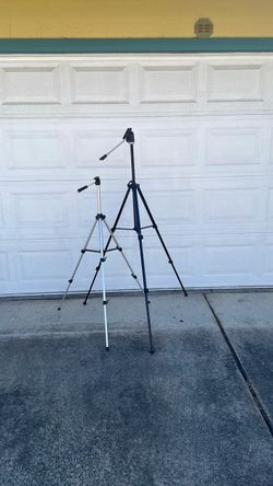 Tripods, a tall black one is $50, a small silver one is $35