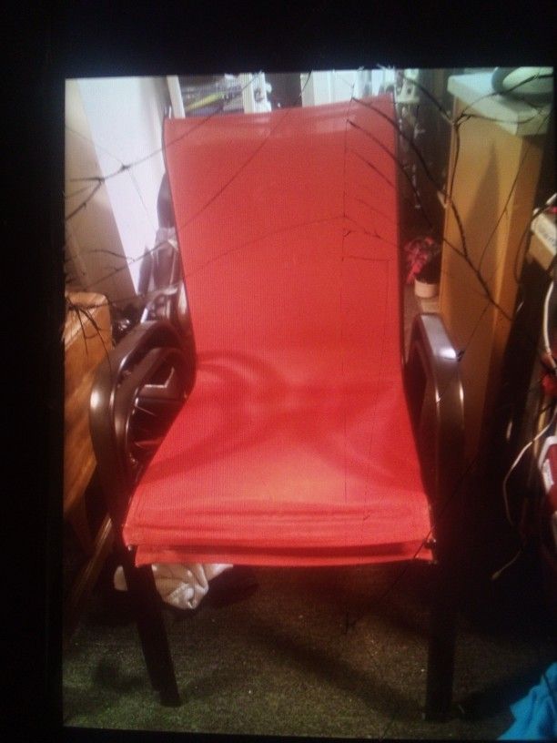 Pair Of Stacking Steel Framed Sling Back Chairs