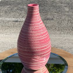 Pink & Cream Swirl Vase 13"