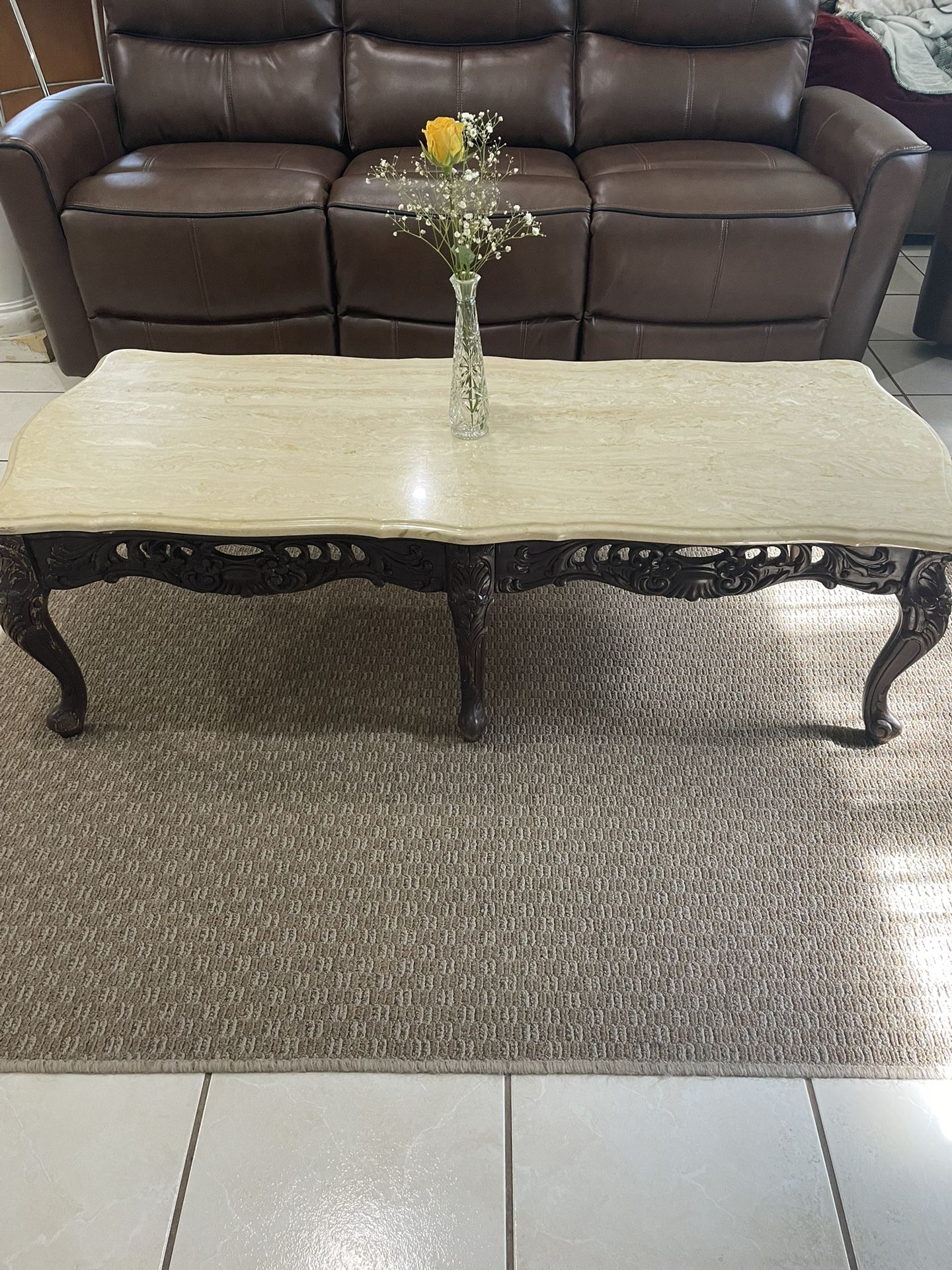 Marble And Wood Vintage Table 