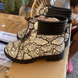 Snake Skin Short Boots