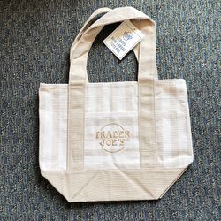 TRADER JOE’S Mini Tote Stripe Light Brown 