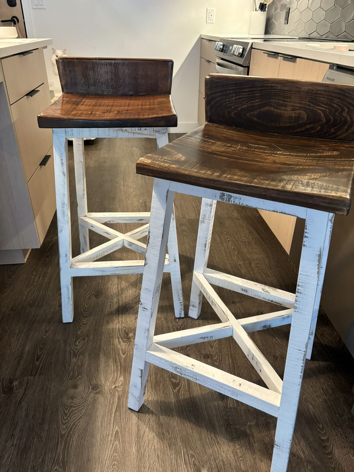 Rustic Farmhouse Bar Stools (Set of 2)