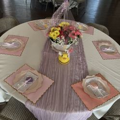 120 Inch Ivory  Baby Shower Wedding Table Cloth Round