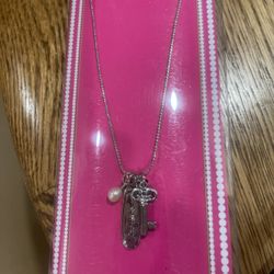 Hope Small Charm Necklace-chrome Plated With Antique Finish