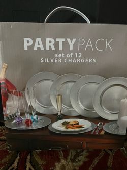 PartyPack Set of 12 Silver Charger Plates