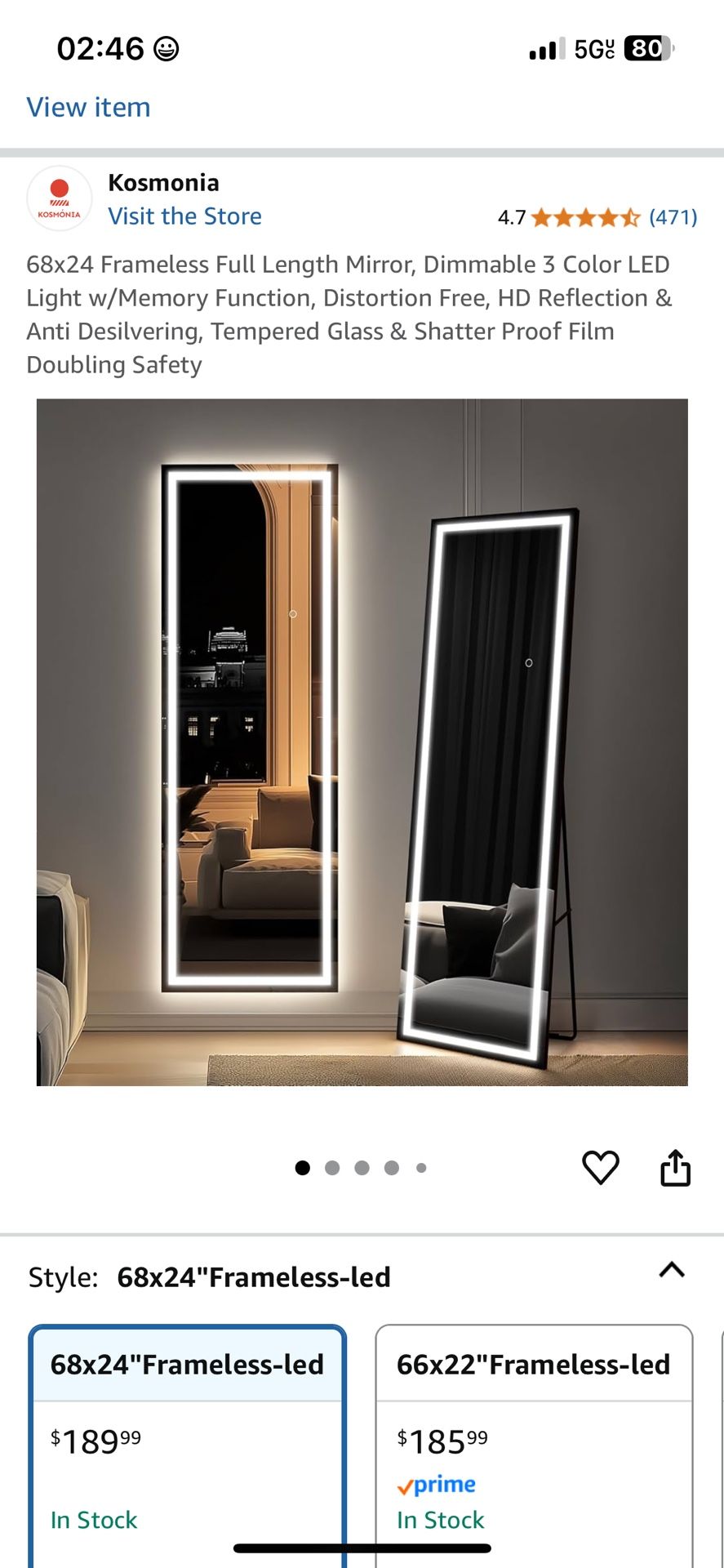 Full length Lighted Mirror (NEW)