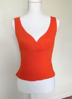 Fire Los Angeles vintage Y2K vibrant orange V-Neck pucker top size medium NWT