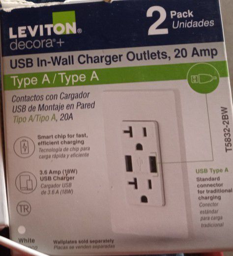 USB In Wall Charger Outlets Type A / Type A 