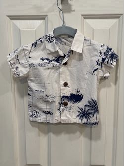 Blue & White Hawaiian Baby Shirt 6-12M