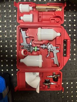 Husky HVLP Air Spray Gun Paint Kit – 2 Guns, Cups, Regulators & Case