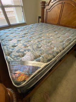 Full bedroom, King size bed With mattress box Spring  and 2 night stands and dresser with mirror