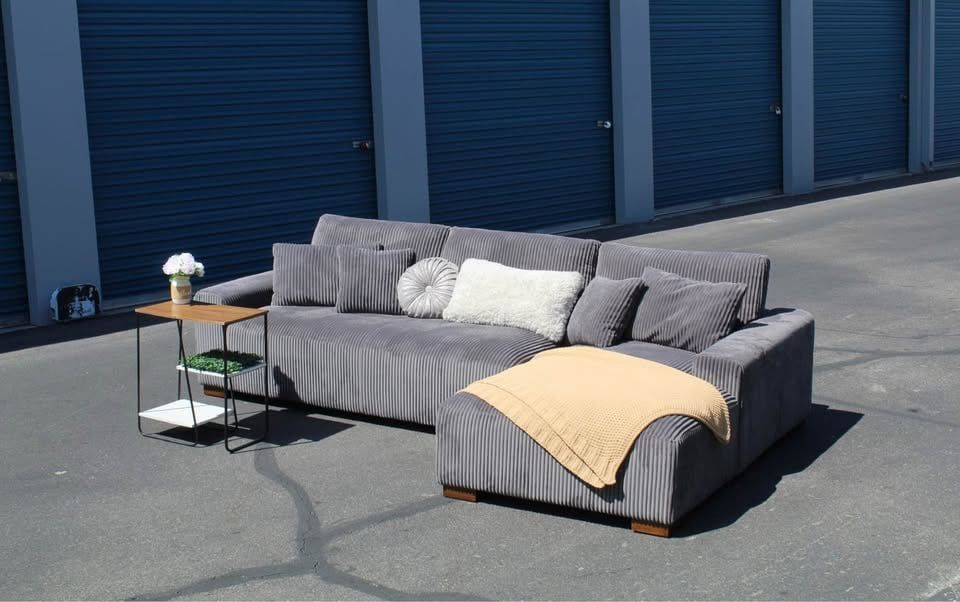 Modern Corduroy Chaise Sectional – Cloud Comfort w/ Luxe Look | Free Delivery
